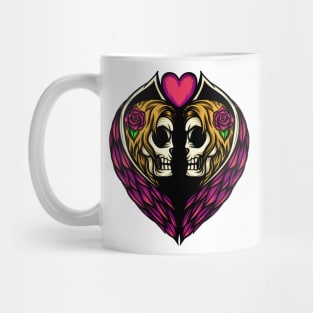 Twin Angel Skulls Illustration Mug